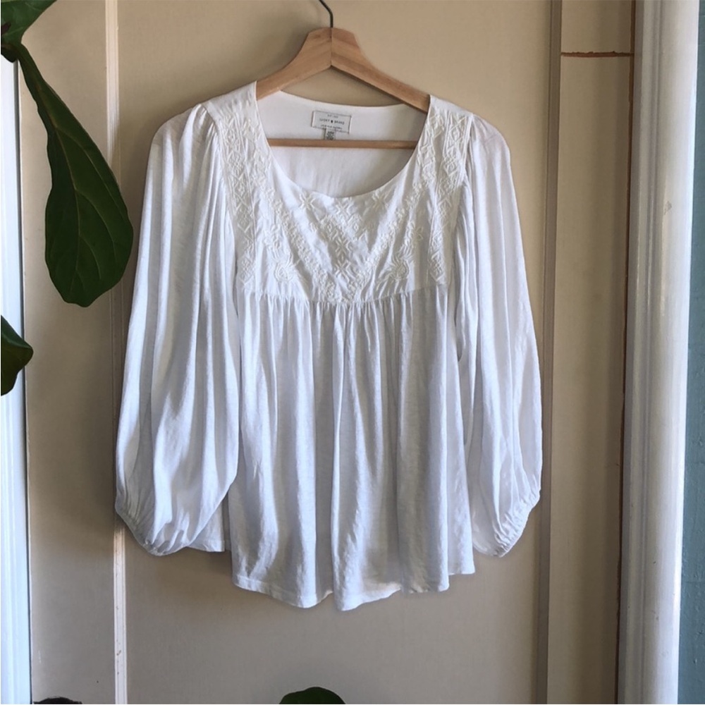 Lucky Brand embroidered peasant top